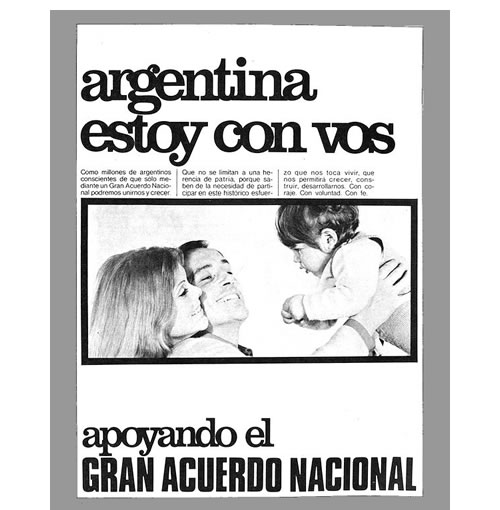 Publicidad del Gran Acuerdo Nacional de 1971